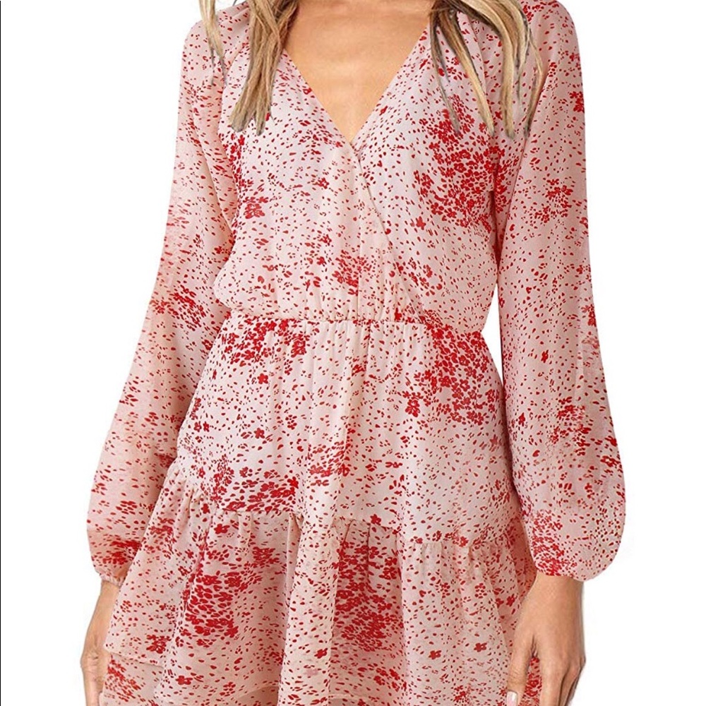 Casual wrap dress floral, ruffle dress size S